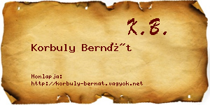 Korbuly Bernát névjegykártya